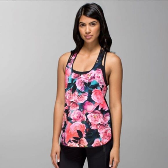 LULULEMON Coastal Tank Secret Garden Black Women’s Size 4 Style W1F95S - Picture 2 of 10
